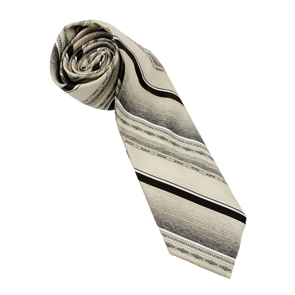 Vintage Tex Tan Designer Collection Brown Green Striped Tie 56 x 3.25"